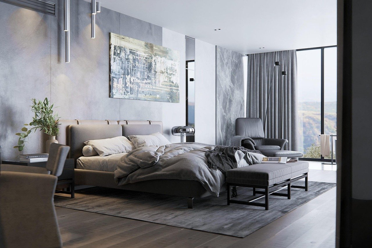 bedroom, furniture, interior design, bed, pillow, bedding, lamp, wall, interior, room, modern, home, house, apartment, comfortable, decor, luxury, hotel, decoration, design, 3d rendering, bedroom, bedroom, bedroom, bedroom, bedroom, bed, hotel, hotel, hotel